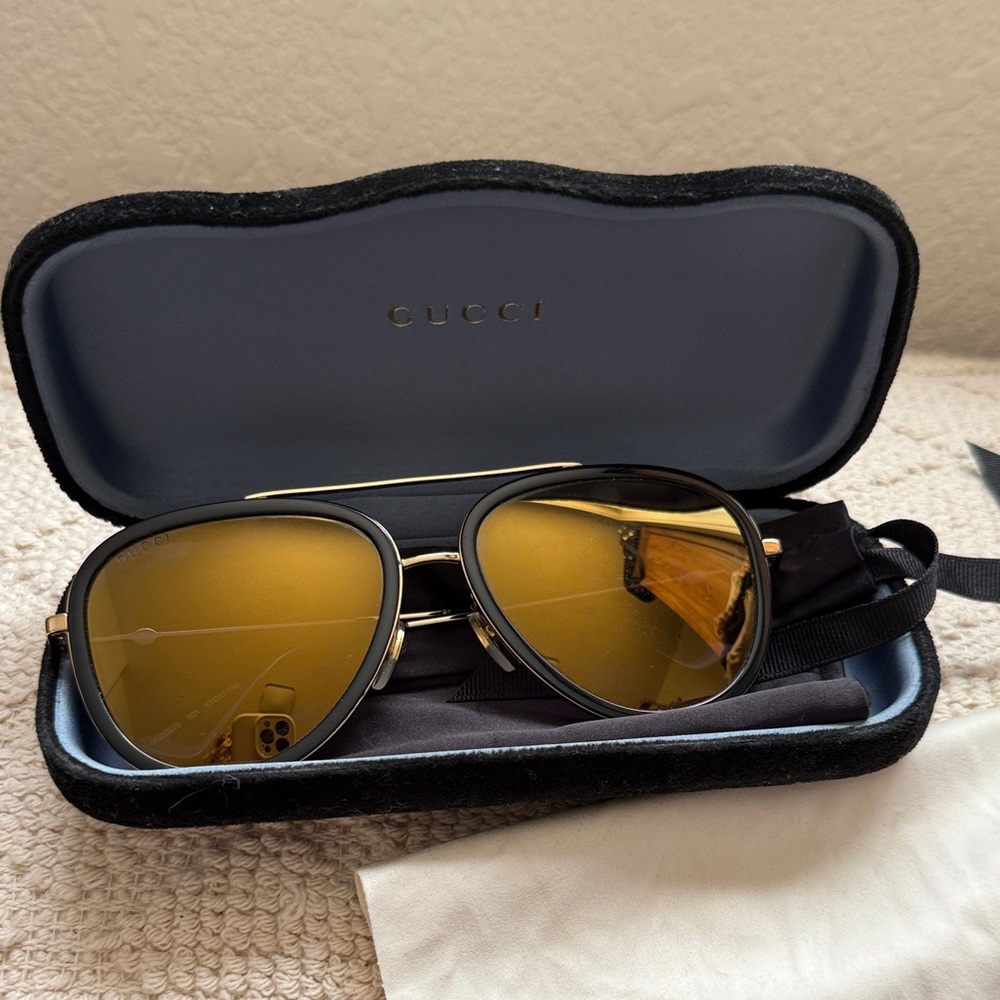 Gucci Gold-Tinted Aviator Sunglasses - Picture 2 of 6